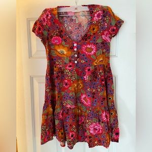 Boho Beach Hut boho daisy floral print mini dress small